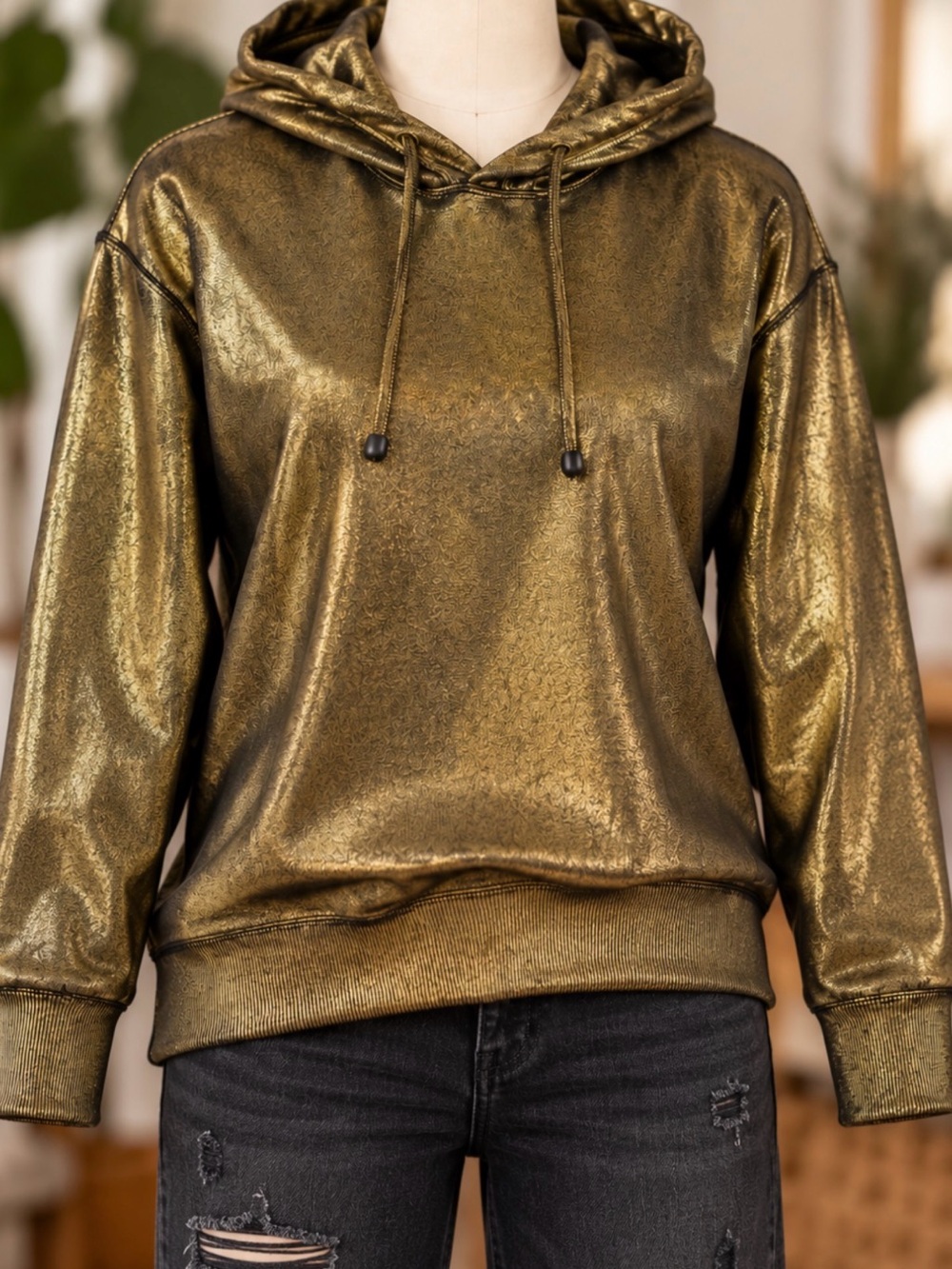 Junya Watanabe Comme des Garçons Metallic Gold Hoodie S 22SS Made Japan